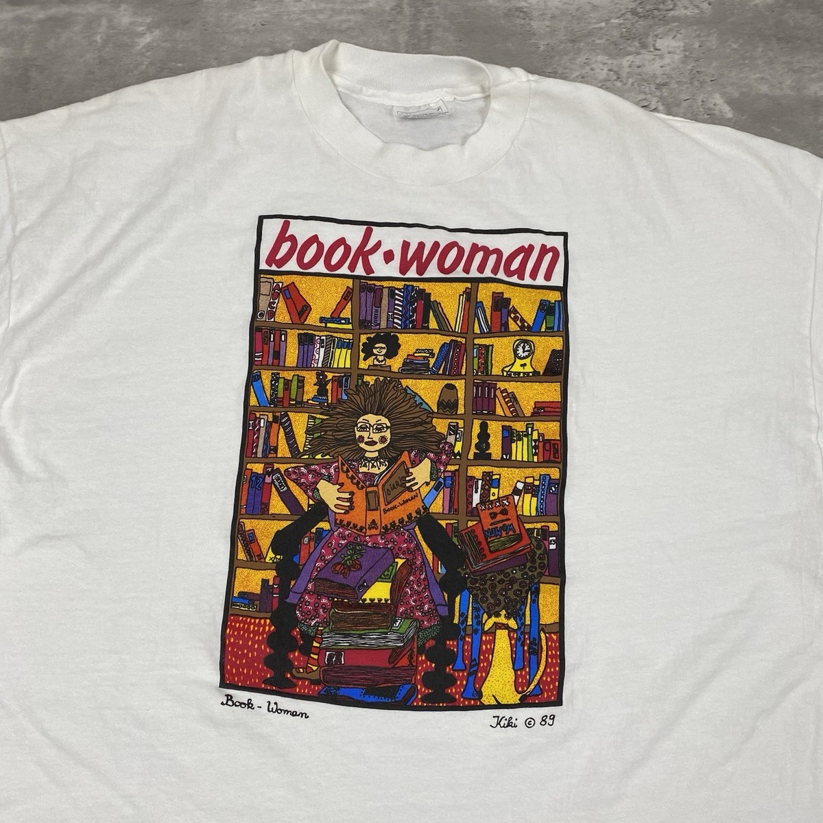 vintage 80s BOOK WOMAN KIKI SUAREZ ART t shirt XXL Hanes single 