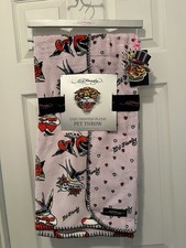 Ed Hardy Plush Pet Throw Blanket 40x50 purple Birds Born Free Roses Forever NWT