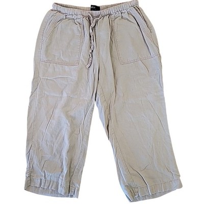 Ellos Linen Capri Pants 12 Beige Cottagecore EUC