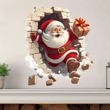 1pc Santa Claus Wall Decal Removable Christmas Sticker, Suitable for Living Room