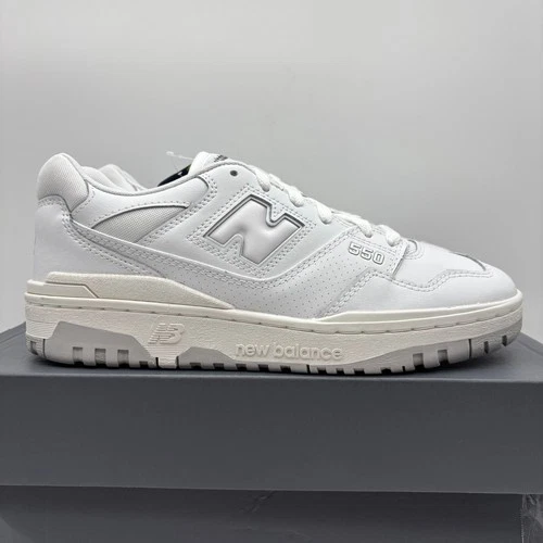 New Balance 550 White Grey Leather Athletic Trainers Shoes Size 8 Men's BB550PB1