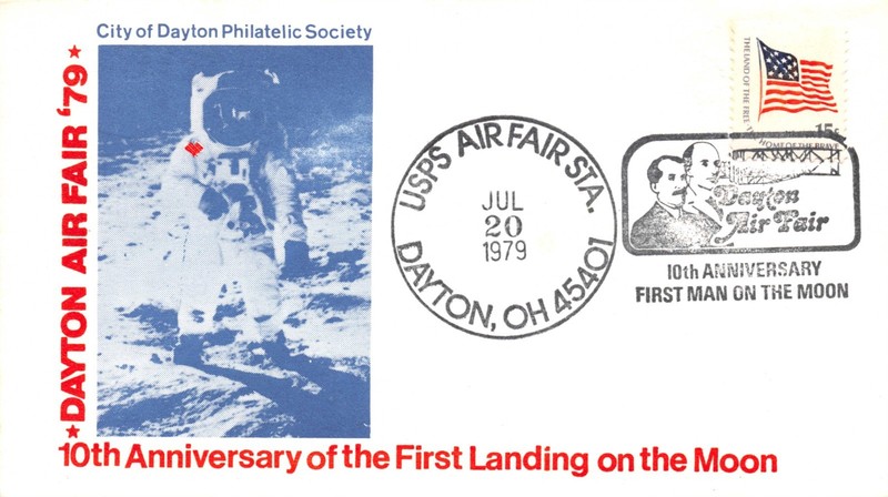 10th ANNIVERSARY APOLLO 11 1ST MAN ON MOON CACHET, DAYTON, OH  7/20/79 - SC#1597