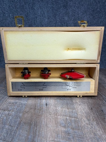 Freud 97-100 3-Piece Raised Panel Door Router Bit Set with Wooden Case