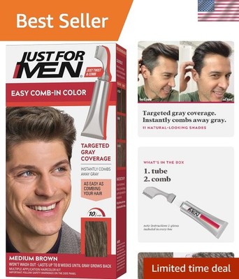 Easy Comb-In Color Men's Hair Dye, No-Mix Comb Applicator - Medium Brown A-35