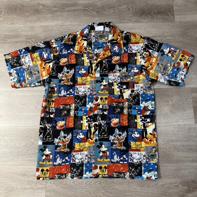 VTG Mickey Mouse SORCERER Animation Disneyland Loop Collar Hawaiian Shirt Men M