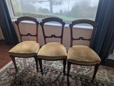 3x Antique chairs with gold upholstered seat cover (Priced & sold individually)