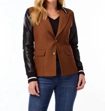 Fdj Mixed Media Blazer Size M