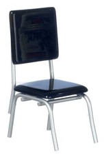 Dolls House 1950's Retro Black Kitchen Chair Cafe Diner Dining Room Furniture