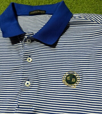 CRYSTAL DOWNS GOLF CLUB Mens Polo Shirt XL Blue Strip Country Club