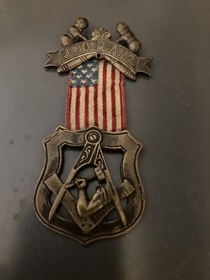 Vintahe Masonic Ribbon Pin Jr O.U.A.M. Mason American Flag