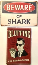 TIN SIGN new 8x12 Poker cards shark gambling bluffing balls winner game room 259