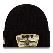 New Era New Orleans Saints NFL Salute Service Black Knit Beanie Toboggan Hat Cap