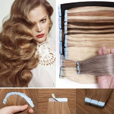 Thick Tape In Human Hair Remy Extensions Full Head Seamless Skin Weft Highlight