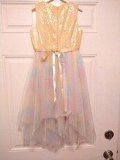 Rare Editions Yellow Multi Girl's Sequin Tulle Beaded Party Princess Dress NWOT