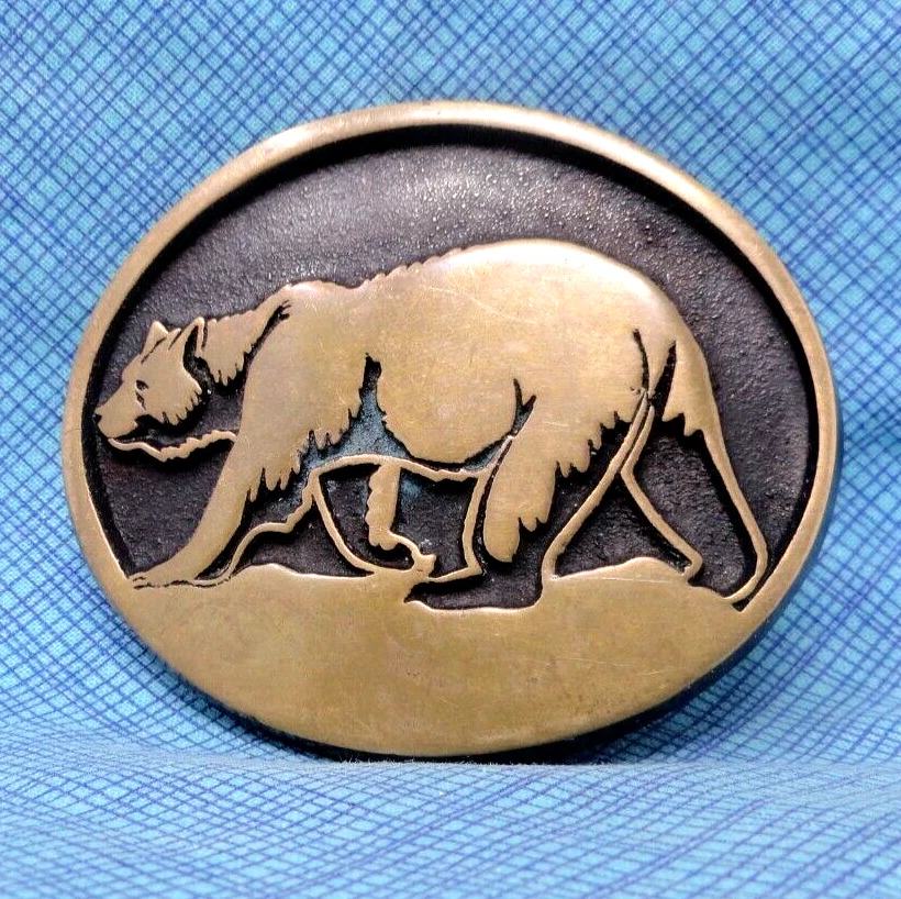 Hebilla Cinturón Oso Bronce Cazador Espíritu Animal Naturaleza De Colección Años 70 Arco Iris Metal.QRT008 Foto 2 de 4