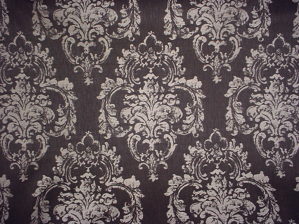 Tela de tapicería damasco blanco sobre carbón Scalamandre SC 000326761 5-1/4Y Agios Foto 3 de 4