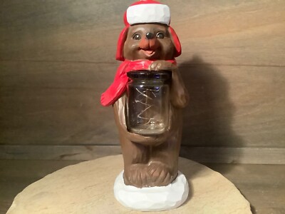 LARGE 13 INCH BEAR DECOR FIGURINE WOOD LIKE, LIGHTS UP NEW AWESOME!!!