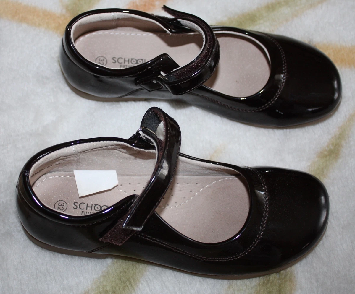 ALL LEATHER ARCH SUPPORT BLACK LACQUER DRESS SHOES SIZE 32 OR 1