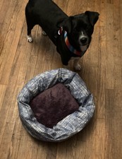 Heavy Duty Small Dog Bed Round Plush Textile XS Cat Reversible Puppy Pet Gift F