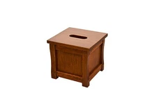 Wooden tissue box "cube" holder. Mission style. Oak. NEW! TE-823