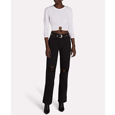 Re/Done WOMENS SIZE 27 90s Loose Straight High Rise Washed Black Jeans