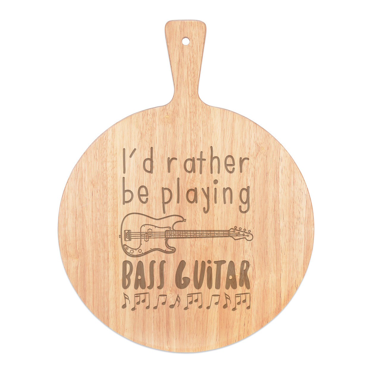 I'd Rather Be Playing Bass Guitar Pizza Board Paddle Wooden Music Rock Funny