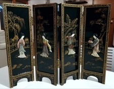 Piccolo paravento vintage oro e madreperla. Arte cinese autentica.