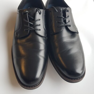 Nunn Bush 1912 Herren Schwarz Leder Schuhe Gepolsterte Sohlen Gummi UK9 Euro43 US10