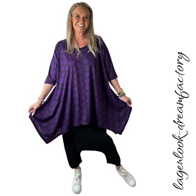 Lagenlook Long Tunica Shirt Stampato 44 46 48 50 52 54 56 58 L XL