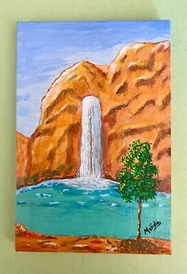 Havasu Falls Original Painting, Waterfall Painting, Falls Art 5''x7''