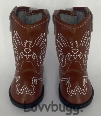 LOVVBUGG Brown Cowboy Boots for 18" Inch Doll Shoes Cutaway Heel American Girl SHIPDEAL!