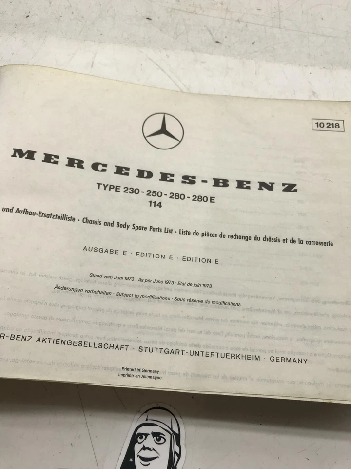 Ersatzteilliste Aufbau Handbuch Mercedes W114  230 250 280 280 E 10218 - Bild 3 von 4