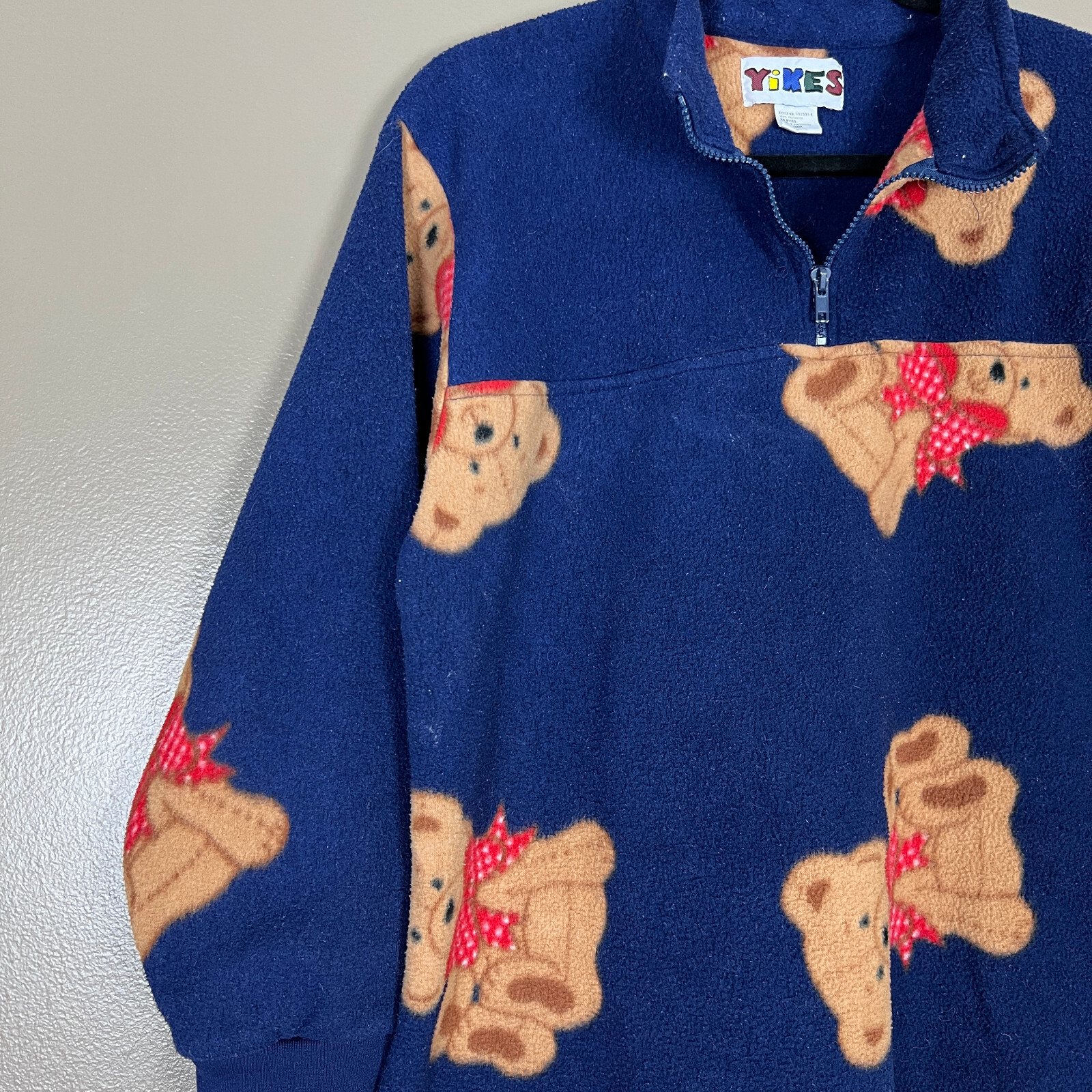 vintage teddy bear fleece 1990s pullover 1/4 zip juniors size large