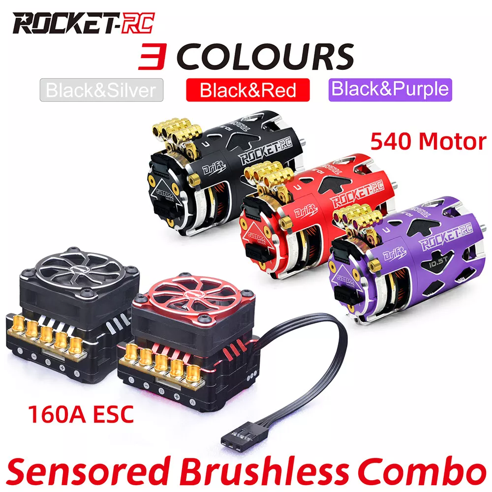 Rocket-RC 540 Sensored Brushless Motor 160A ESC Combo for 1/10 RC Car Truck  Trx4