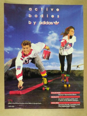1987 Adidas Olympic Themed Art Shirts Collection vintage print Ad