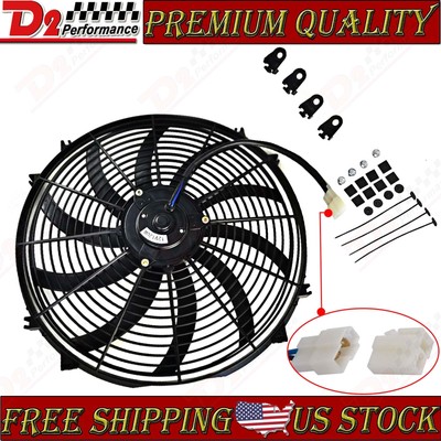 16''Inch 120W Universal Electric Radiator Cooling Slim Fan Pull Push Mount Kits