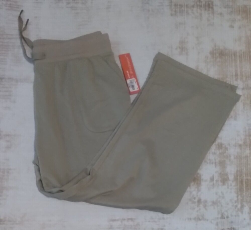 ADRIENNE VITTADINI PANTS WOMENS LARGE SPORT BEIGE PULL ON ATHLETIC NWT 