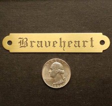 HALTER PLATE MEDIUM 3 1/2" x 5/8" BRASS Custom Engraved Horse or Pet ID Tag