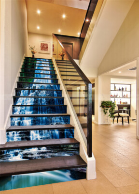 3D Rock Waterfall ZHU25 Stairs Risers Decoration Photo Mural Vinyl Wallpaper Amy