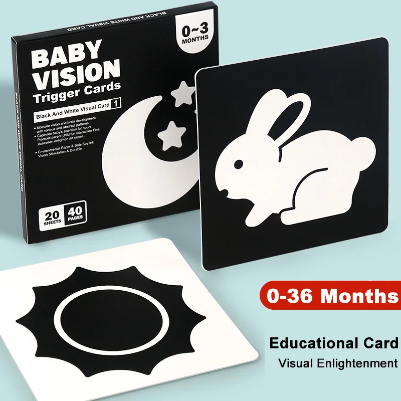 Baby Visual Stimulation Cards Montessori High Contrast Flash Card
