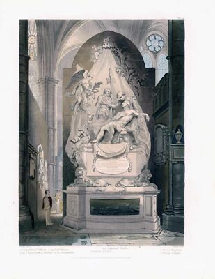 1812 Antike Aquatinta NORTH Area WESTMINSTER ABBEY Ackermann (AW58)