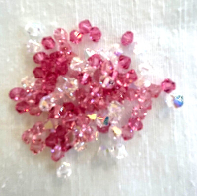 100 pc SWAROVSKI CRYSTAL AB, LIGHT ROSE, ROSE 4mm Loose BEADS 5328 Bicone MIX