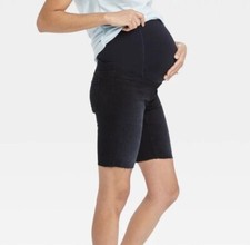 Isabel Maternity Over Belly Bermuda Maternity Jean Cut off Shorts Size 2 Black