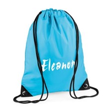 Personalised Gym Sack / Pump / Swim Drawstring Bag Printed with name -Ocean Blue