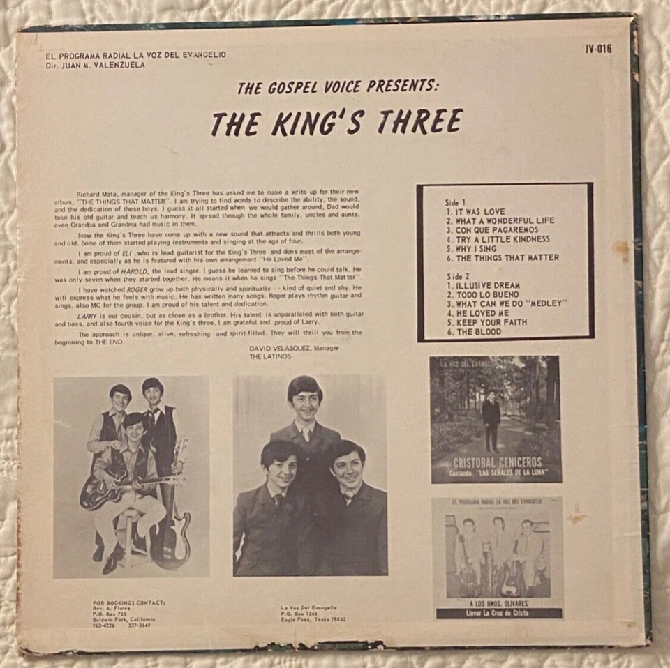 THE KING'S THREE "The Things That Matters" RAREST TEXAS LATINO GARAGE ROCK XIAN! - Image 2 of 2
