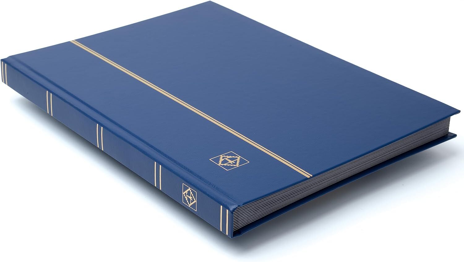 LIGHTHOUSE – “BASIC” Hard Cover Stockbook for Stamps – 32 Black ys/m, Blue