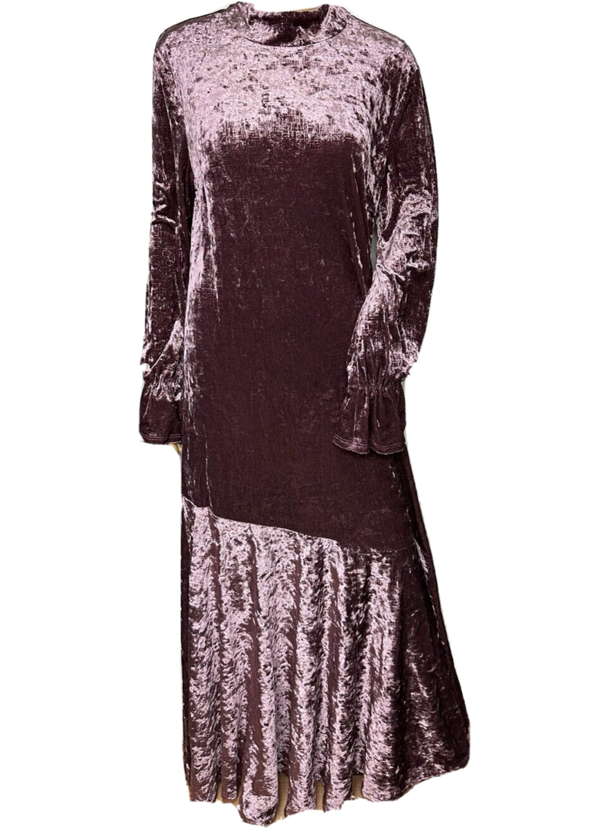 crushed velvet maxi dress long sleeve Emalina Long Sleeve Velvet Maxi Dress In Black Night Novas