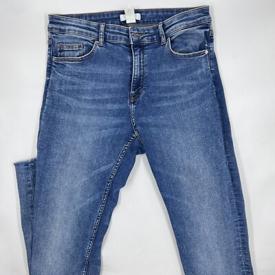 H\u0026M Womens Skinny Leg Jeans Size 10 Blue Denim Cotton Slim Stretch Casual  Button | eBay