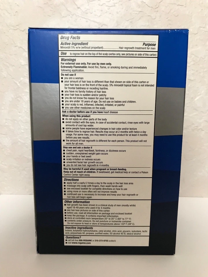 Men's Rogaine 5% Minoxidil Hair Regrowth Treatment Foam - 3 Months Supply - NEW! - Image 4 of 4