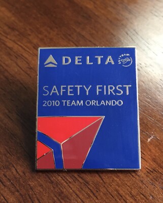 Hard To Find Vintage Delta Air Lines  Safety First 2010 Team Orlando Widget Pin